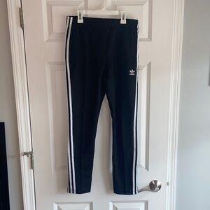 Adidas Women's Black Joggers with White Stripes